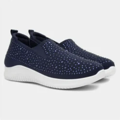 Lilley Womens Navy Diamante Slip On Shoe -UK Shoe Sales Store 125098 2 L06.20230816000117