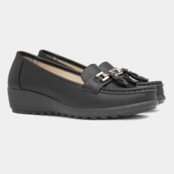 Cushion Walk Molly Womens Black Wedge Loafer -UK Shoe Sales Store 128135 2 L06.20230804000214