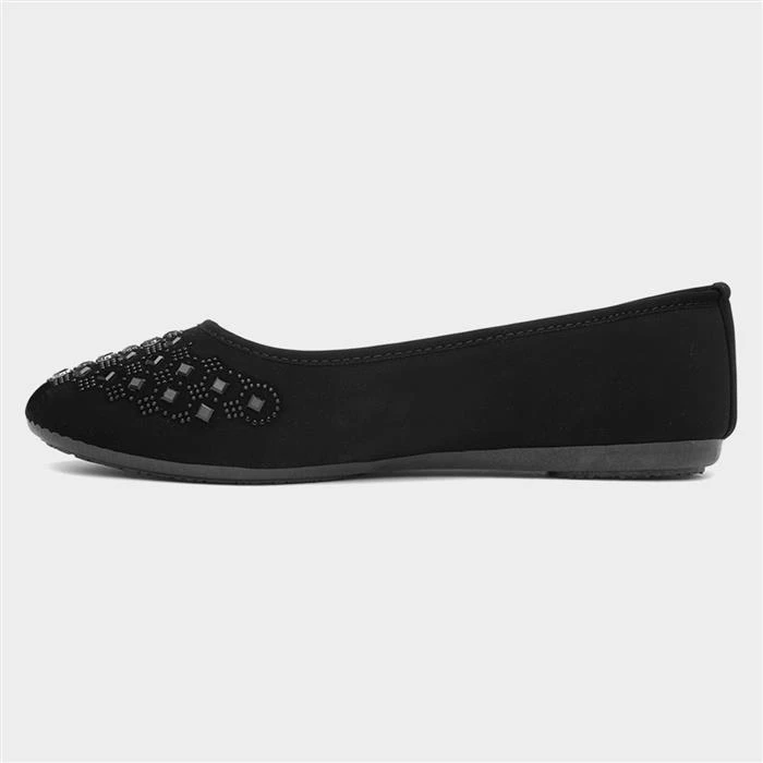 Lilley Gloria Womens Black Diamante Ballerina 4 Lilley Gloria Womens Black Diamante Ballerina - Image 2