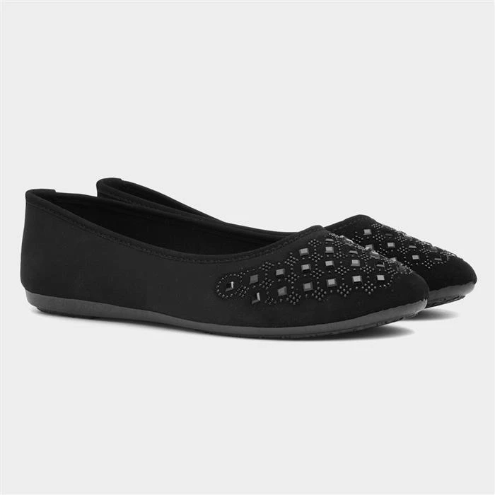 Lilley Gloria Womens Black Diamante Ballerina 7 Lilley Gloria Womens Black Diamante Ballerina - Image 5