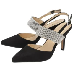 Lotus Voilette Womens Black Diamante Heel