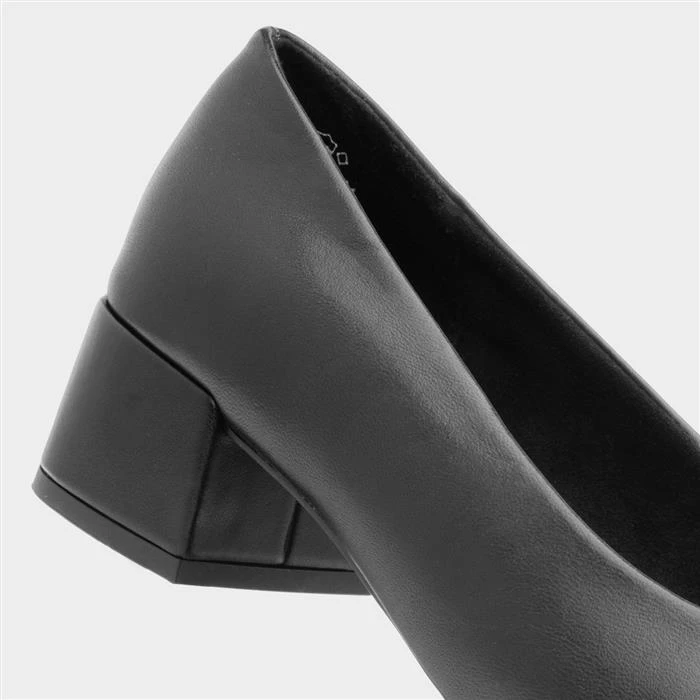 Marco Tozzi Womens Black Leather Court Shoe 6 Marco Tozzi Womens Black Leather Court Shoe - Image 4