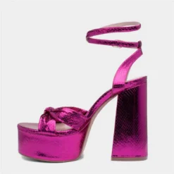 Truffle Amerie Womens Metallic Fuchsia Heels -UK Shoe Sales Store 149047 2 L03.20230804000216