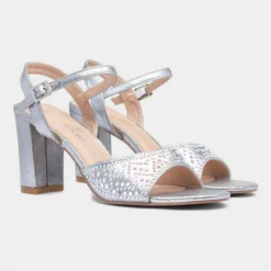 Lunar Krystal Womens Metallic Silver Diamante Heel -UK Shoe Sales Store 149057 2 L06.20230508000311