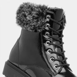 Lilley Womens Black Patent Lace Up Boot -UK Shoe Sales Store 180003 2 L05.20220928000624