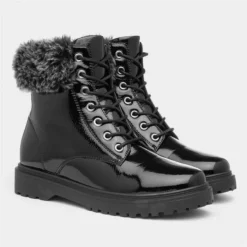 Lilley Womens Black Patent Lace Up Boot -UK Shoe Sales Store 180003 2 L06.20220928000624