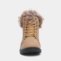 Lilley Womens Tan Fur Lace Up Boot