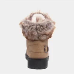 Lilley Womens Tan Fur Lace Up Boot -UK Shoe Sales Store 18064 2 L04.20220928000628