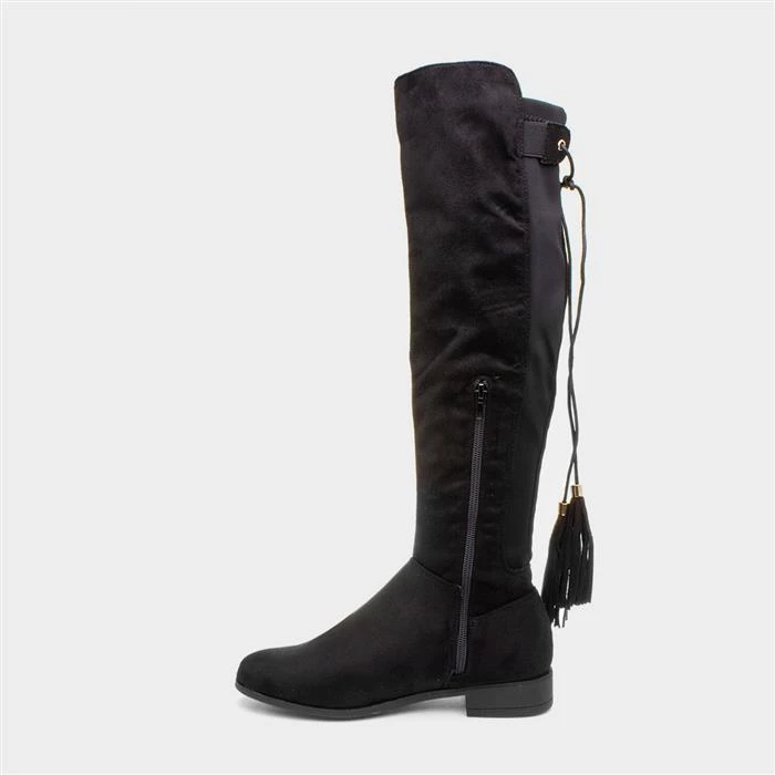 Lilley Maci Womens Black Knee High Tassel Boots 4 Lilley Maci Womens Black Knee High Tassel Boots - Image 2