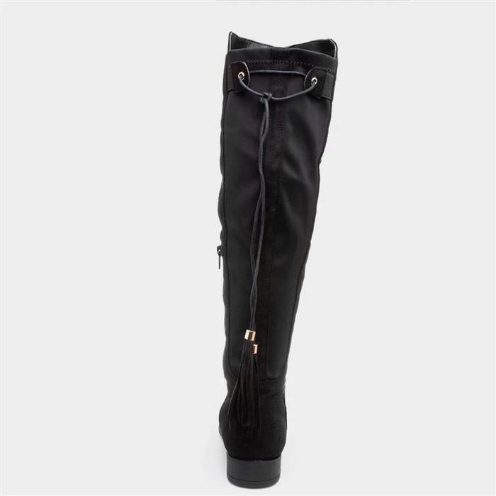 Lilley Maci Womens Black Knee High Tassel Boots 5 Lilley Maci Womens Black Knee High Tassel Boots - Image 3