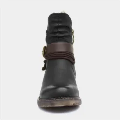 Relife Claire Womens Black Faux Fur Ankle Boot