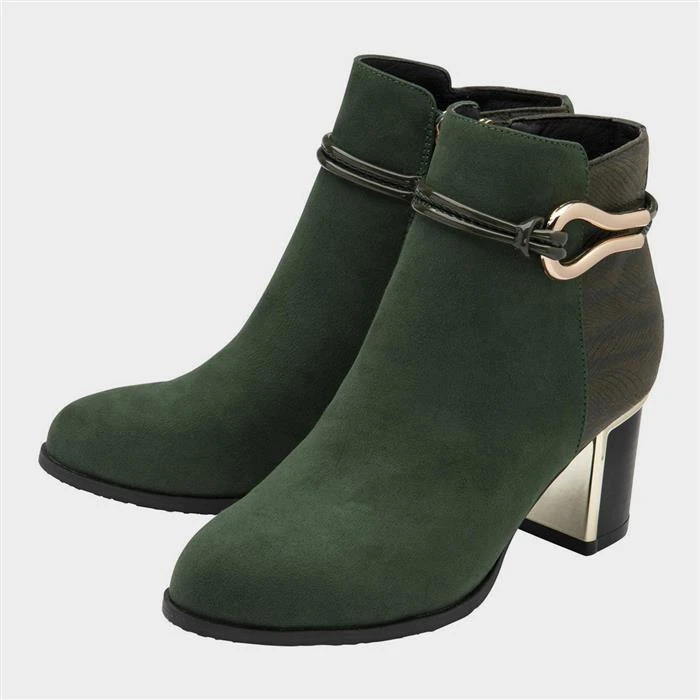 Lotus Autumn Womens Green Heeled Ankle Boot 3 Lotus Autumn Womens Green Heeled Ankle Boot