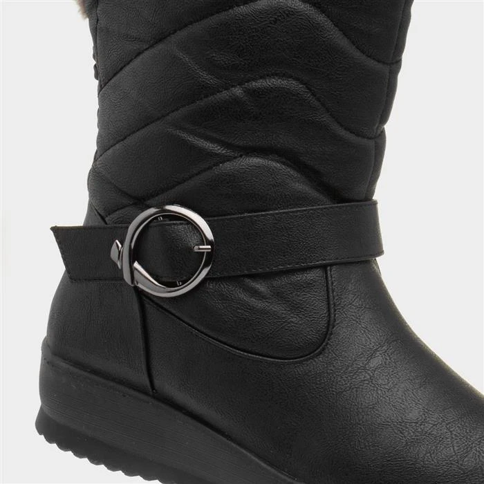 Softlites Womens Black Quilted Pull On Calf Boot 6 Softlites Womens Black Quilted Pull On Calf Boot - Image 4