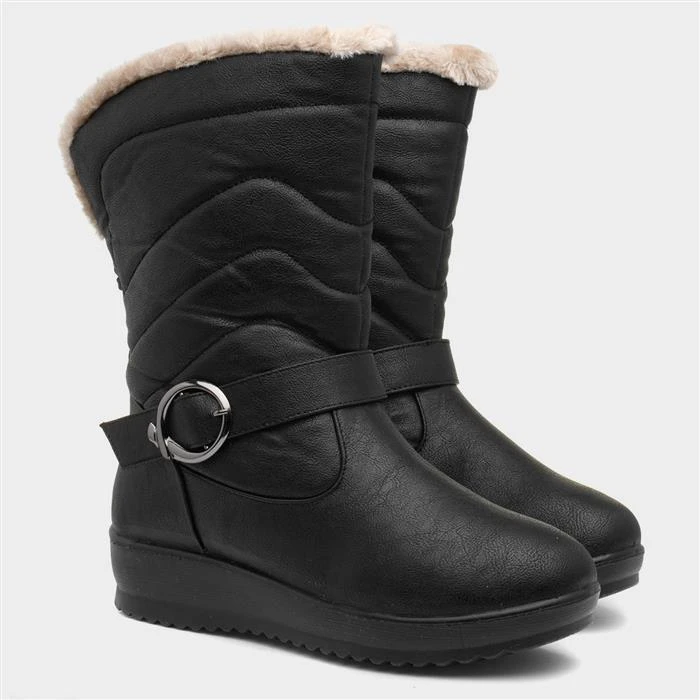 Softlites Womens Black Quilted Pull On Calf Boot 7 Softlites Womens Black Quilted Pull On Calf Boot - Image 5