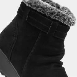 Softlites Womens Black Ankle Boot With Faux Fur -UK Shoe Sales Store 185005 2 L05.20220929000555