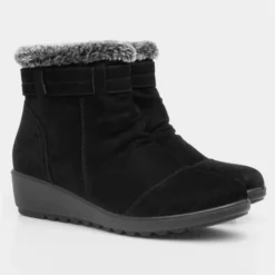 Softlites Womens Black Ankle Boot With Faux Fur -UK Shoe Sales Store 185005 2 L06.20220929000555