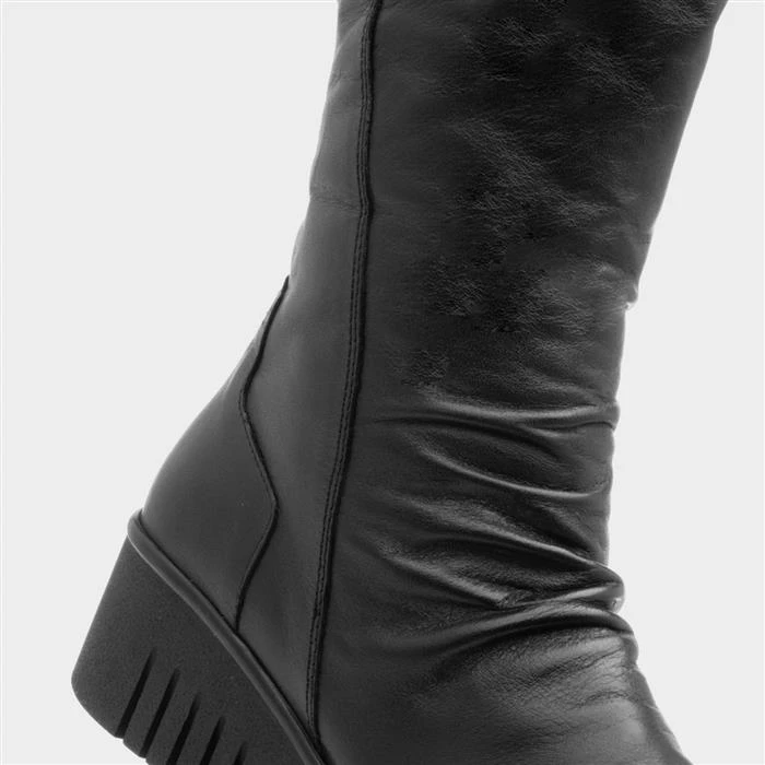 Lotus Dara Womens Black Leather Wedged Calf Boot 6 Lotus Dara Womens Black Leather Wedged Calf Boot - Image 4