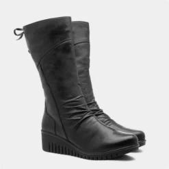 Lotus Dara Womens Black Leather Wedged Calf Boot 11 Lotus Dara Womens Black Leather Wedged Calf Boot -UK Shoe Sales Store 185094 2 L06.20230110000033