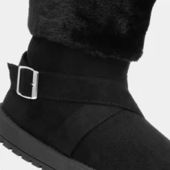 Lilley Womens Faux Fur Black Pull On Ankle Boot -UK Shoe Sales Store 186037 2 L05.20220929000602
