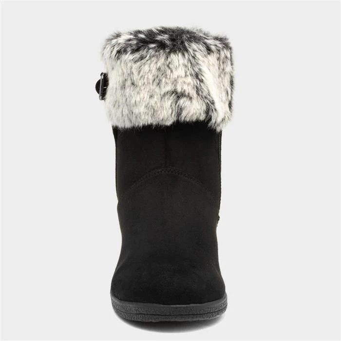 Lilley Womens Black Wedge Ankle Boot With Faux Fur 3 Lilley Womens Black Wedge Ankle Boot With Faux Fur