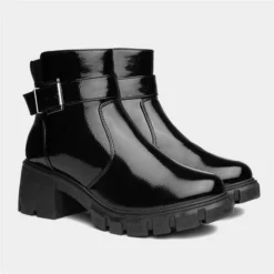 Lilley Womens Black Patent Chunky Boot -UK Shoe Sales Store 186067 2 L06.20221111000148