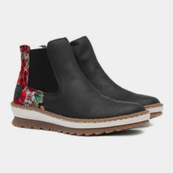 Rieker Womens Black Multi Printed Chelsea Boot -UK Shoe Sales Store 186072 2 L06.20230822000245