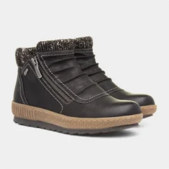 Relife Louisa Womens Black Knit Trim Ankle Boot -UK Shoe Sales Store 18745 2 L06.20220309000240