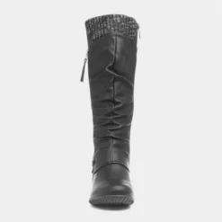 Cushion Walk Leah Womens Black High Leg Boot