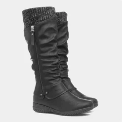 Cushion Walk Leah Womens Black High Leg Boot -UK Shoe Sales Store 188024 2 L06.20230717000220
