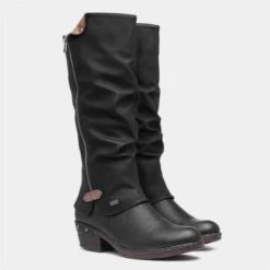 Rieker Womens Black Low Heel High Leg Boot -UK Shoe Sales Store 18887 2 L06.20230405000230