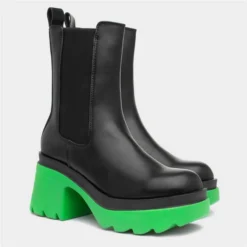Truffle Shaznay Womens Black & Green Chunky Boot -UK Shoe Sales Store 189385 2 L06.20230119000720