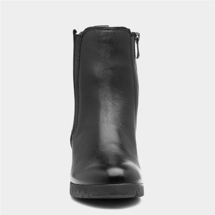 Marco Tozzi Womens Black Leather Wedged Boot 3 Marco Tozzi Womens Black Leather Wedged Boot