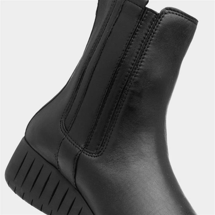 Marco Tozzi Womens Black Leather Wedged Boot 6 Marco Tozzi Womens Black Leather Wedged Boot - Image 4