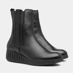 Marco Tozzi Womens Black Leather Wedged Boot 11 Marco Tozzi Womens Black Leather Wedged Boot -UK Shoe Sales Store 189446 2 L06.20230613000222