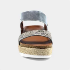 Lunar Nest Womens Metallic Grey Flatform Sandal