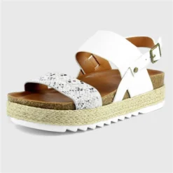 Lunar Nest Womens White Flatform Sandal -UK Shoe Sales Store 190146 3 L03.20230126000537
