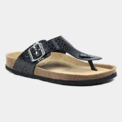 Lazy Dogz Beach Womens Black Leather Sandal -UK Shoe Sales Store 190182 3 L03.20220629000409