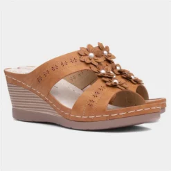 Lilley & Skinner Tobago Womens Tan Wedged Mule -UK Shoe Sales Store 190203 2 L06.20230313000223