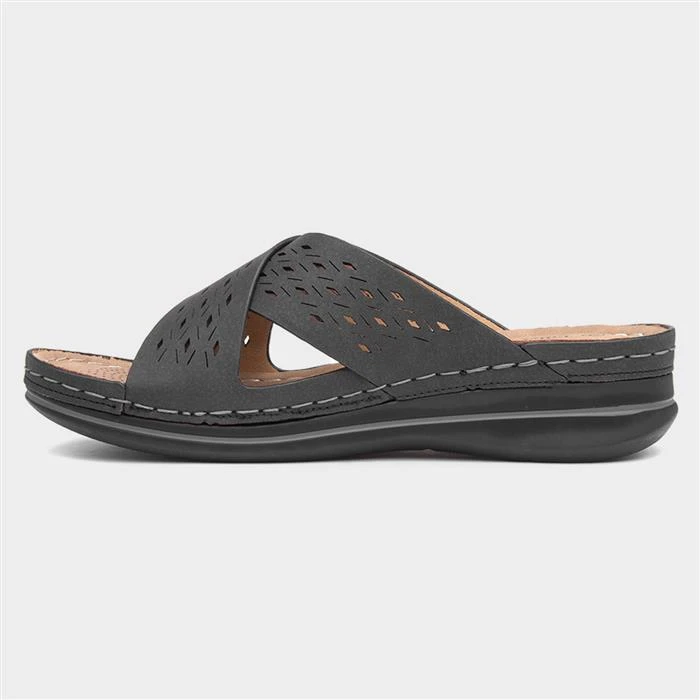 Lilley & Skinner Antigua Womens Black Wedge Mule 4 Lilley & Skinner Antigua Womens Black Wedge Mule - Image 2