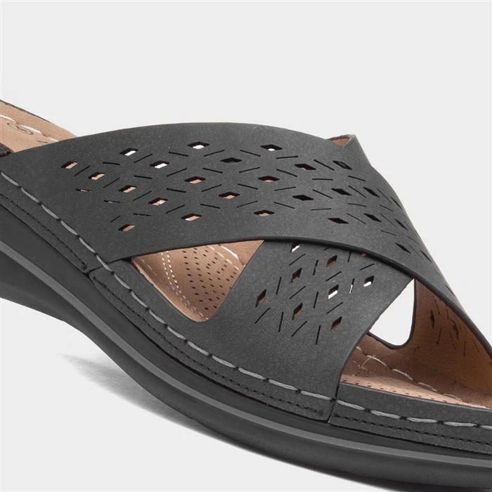 Lilley & Skinner Antigua Womens Black Wedge Mule 6 Lilley & Skinner Antigua Womens Black Wedge Mule - Image 4