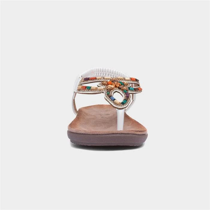 Lunar Una Womens White Beaded Sandal 3 Lunar Una Womens White Beaded Sandal