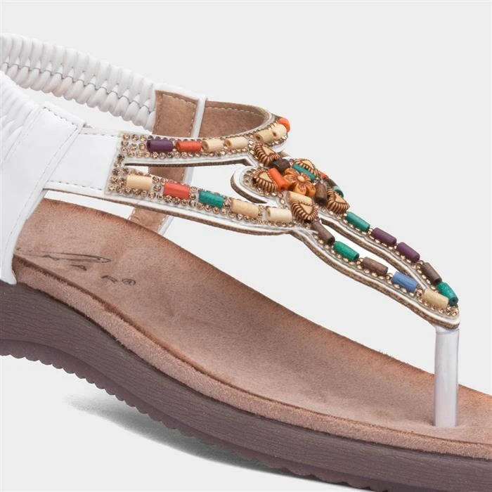 Lunar Una Womens White Beaded Sandal 6 Lunar Una Womens White Beaded Sandal - Image 4