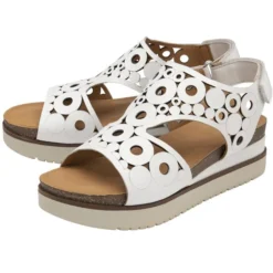 Lotus Melbourne Womens White Leather Sandal
