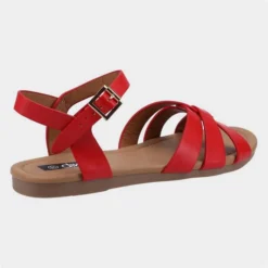Divaz Antalya Womens Red Strappy Sandal -UK Shoe Sales Store 191175 3 L03.20230125000547