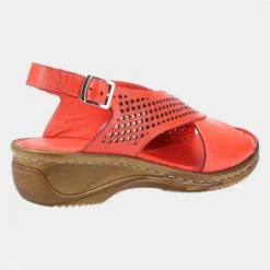 Fleet & Foster Judith Womens Red Leather Sandal -UK Shoe Sales Store 191178 3 L03.20230125000550