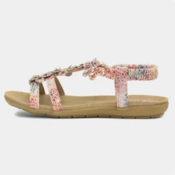 Lilley Womens Beige Multi Floral Sandal -UK Shoe Sales Store 191242 2 L03.20230227000313