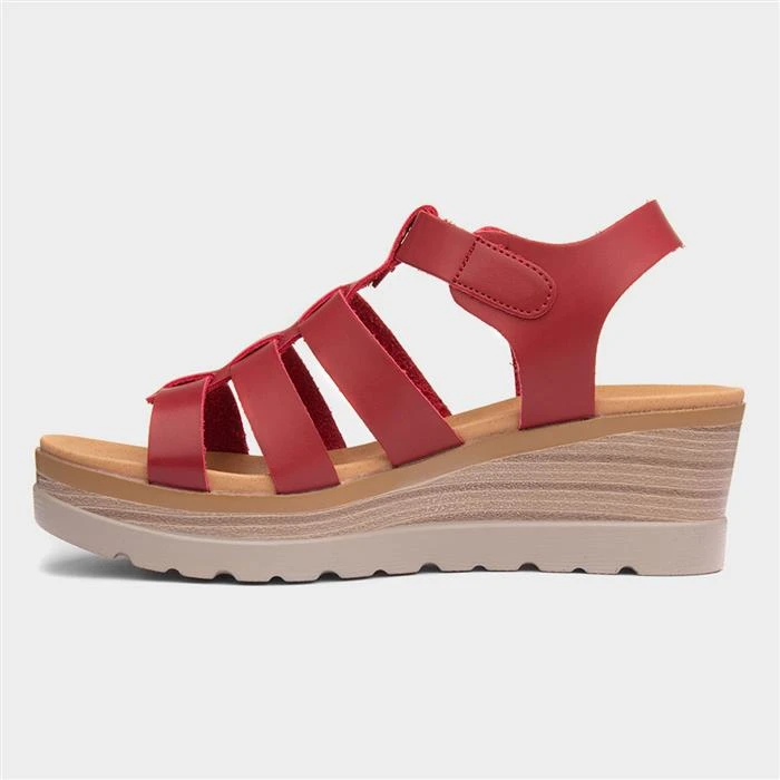 Lilley & Skinner Jakarta Womens Red Wedged Sandal 4 Lilley & Skinner Jakarta Womens Red Wedged Sandal - Image 2