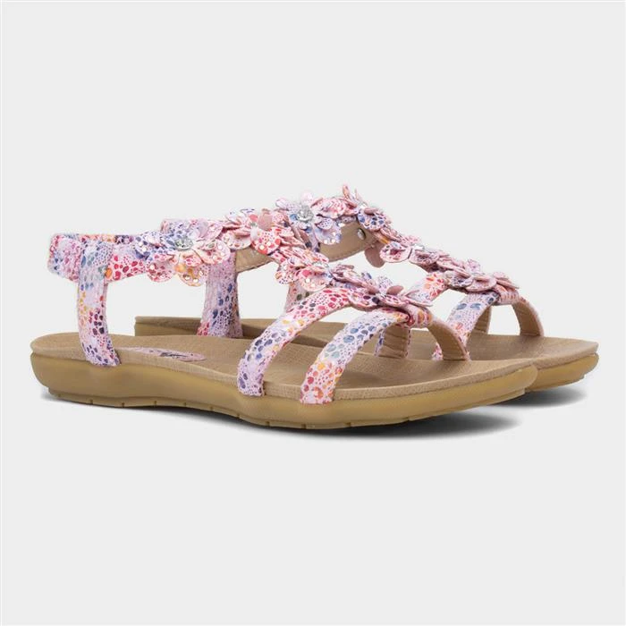 Lilley Womens Pink Multi Flower Sandal 7 Lilley Womens Pink Multi Flower Sandal - Image 5