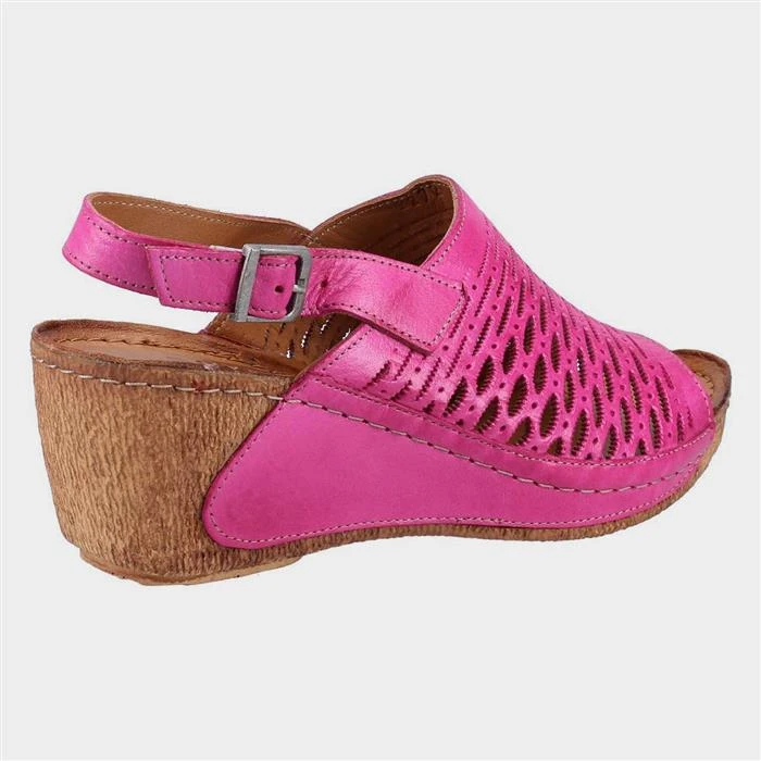 Riva Wrexham Womens Pink Leather Wedge Sandal 4 Riva Wrexham Womens Pink Leather Wedge Sandal - Image 2