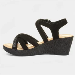 Lilley Womens Black Wedge Strappy Sandal -UK Shoe Sales Store 192015 2 L03.20230803000046
